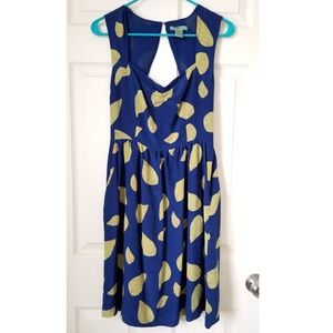 Anthropologie Maple Navy Leaf Dress *WITH POCKETS*